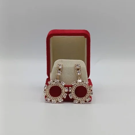 Zircon Crystal Halo Golden Earrings