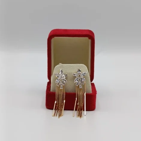 Starlight Majesty Zircon Golden Earrings 