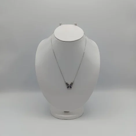 Zircon Crystallized Butterfly Silver Necklace